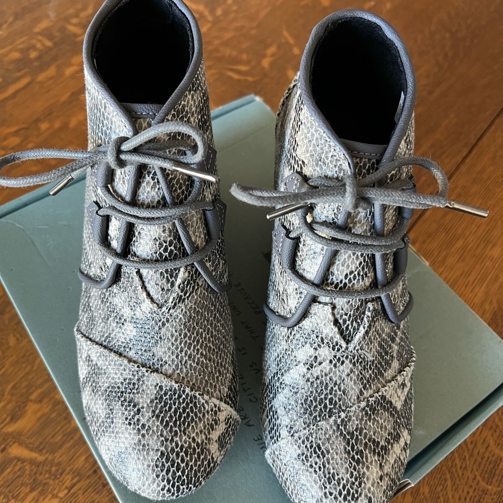 Toms Kala multi faux black snake booties